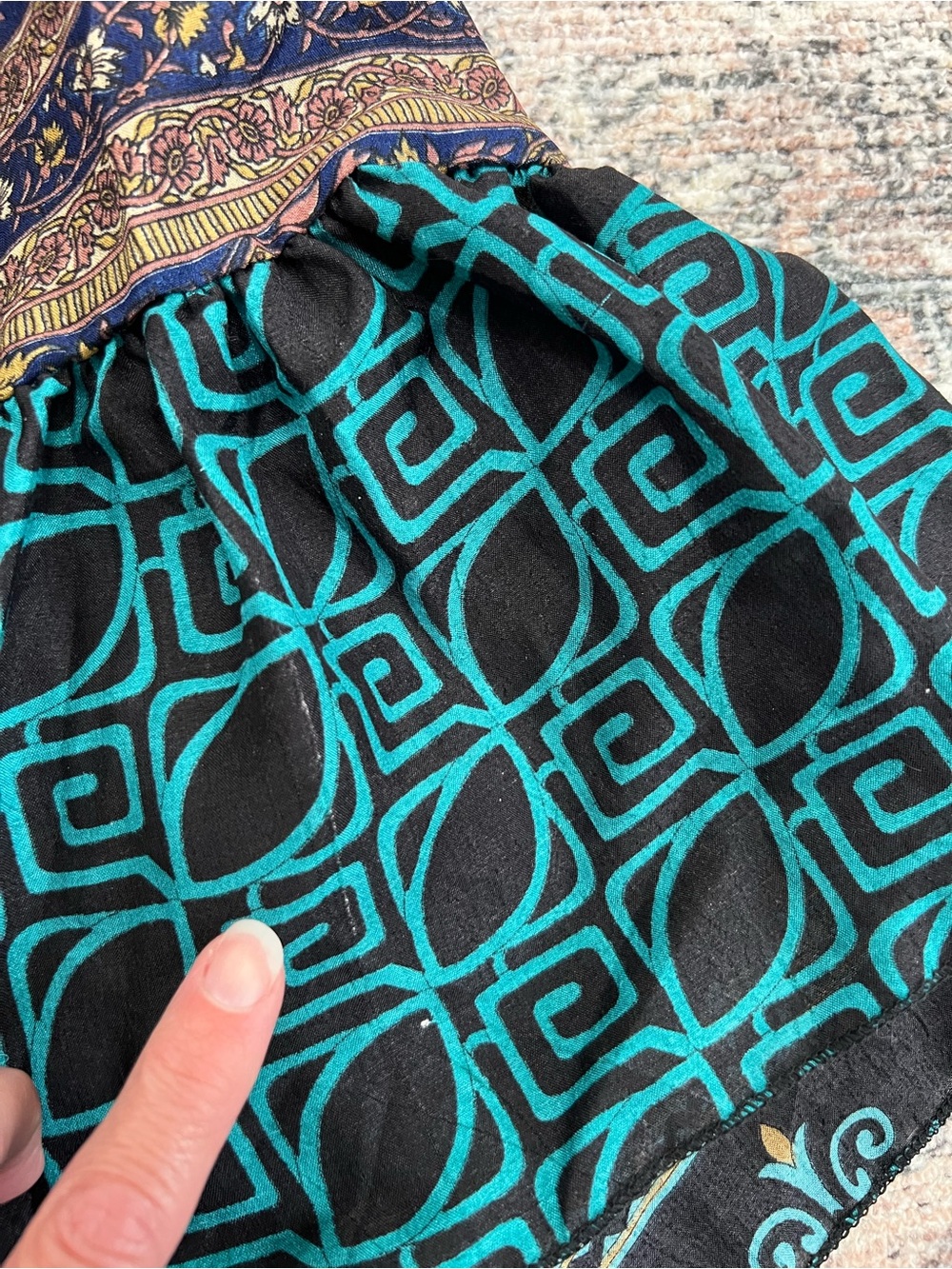100% Silk Boho Kimono Robe Womens Tie Waist Mixed Print Duster - Picture 15 of 16